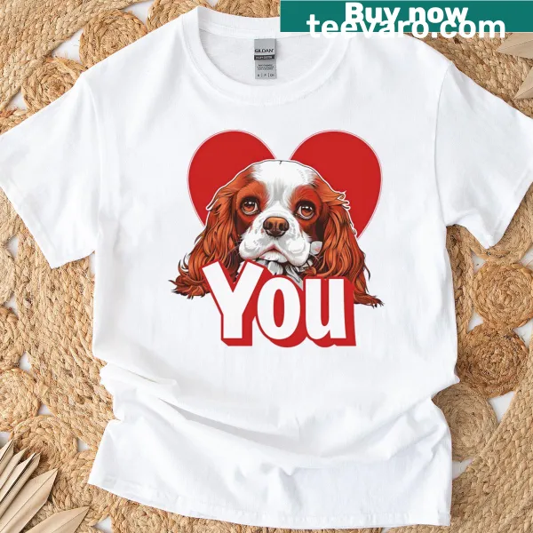 Illustration of Cavalier King Charles Spaniel with heart and text