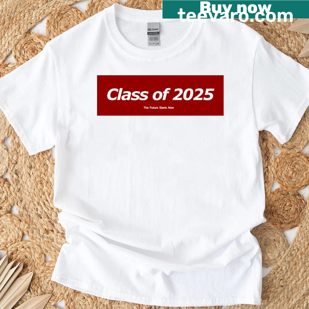 Text graphic stating 'Class Of 2025 The Future Starts Now' — on a men's t-shirt
