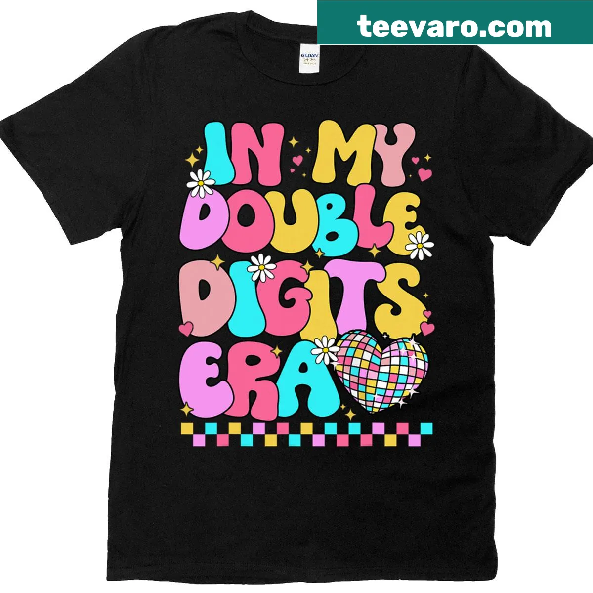 10th birthday T-shirt with 'Coquette In My Double Digits Era' text — on a men's t-shirt