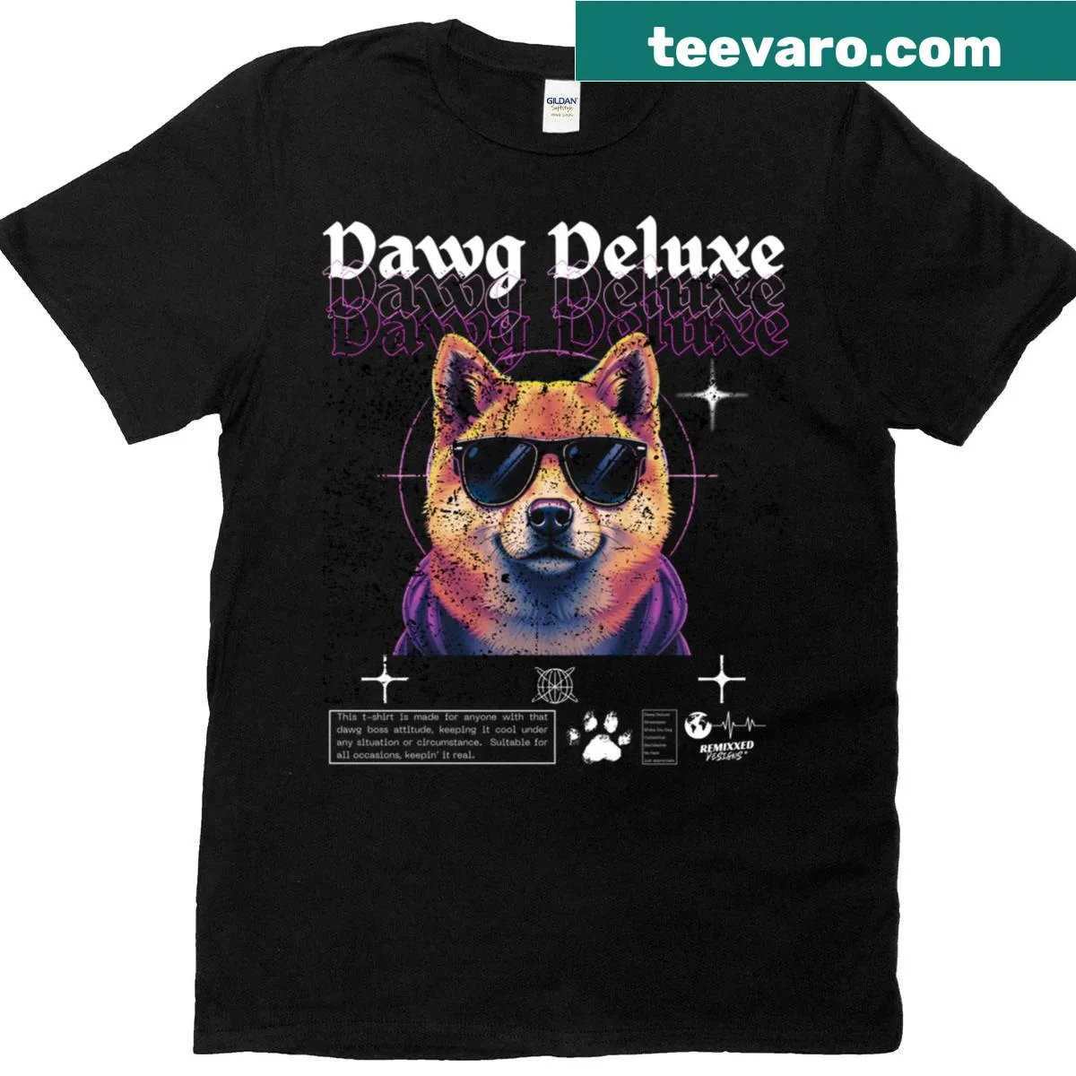 Funny Shiba Inu graphic t-shirt with meme-inspired design — on a men's t-shirt