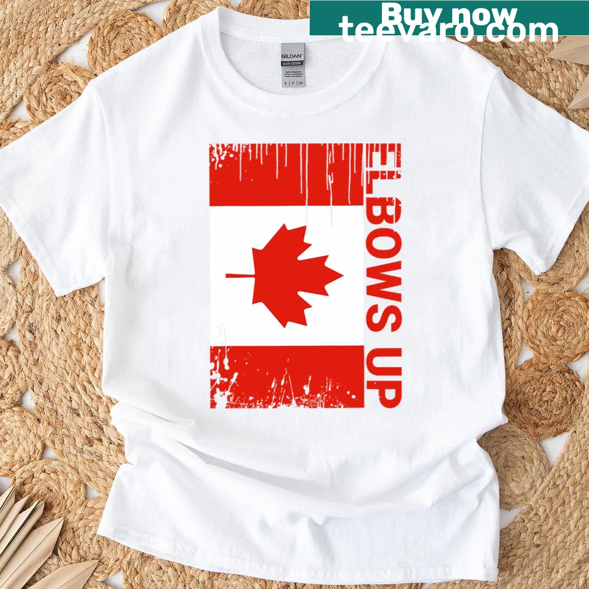 Funny Canada Flag T-shirt with playful text and iconic design — on a men's t-shirt