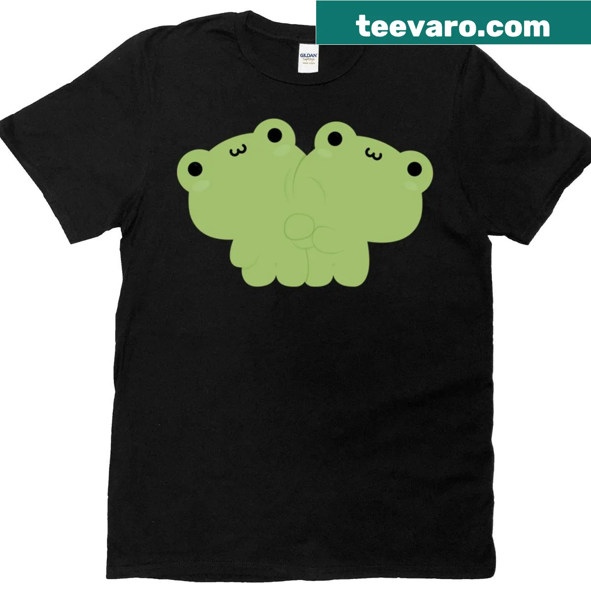 Illustration of a cute frog couple on a T-shirt — on a men's t-shirt