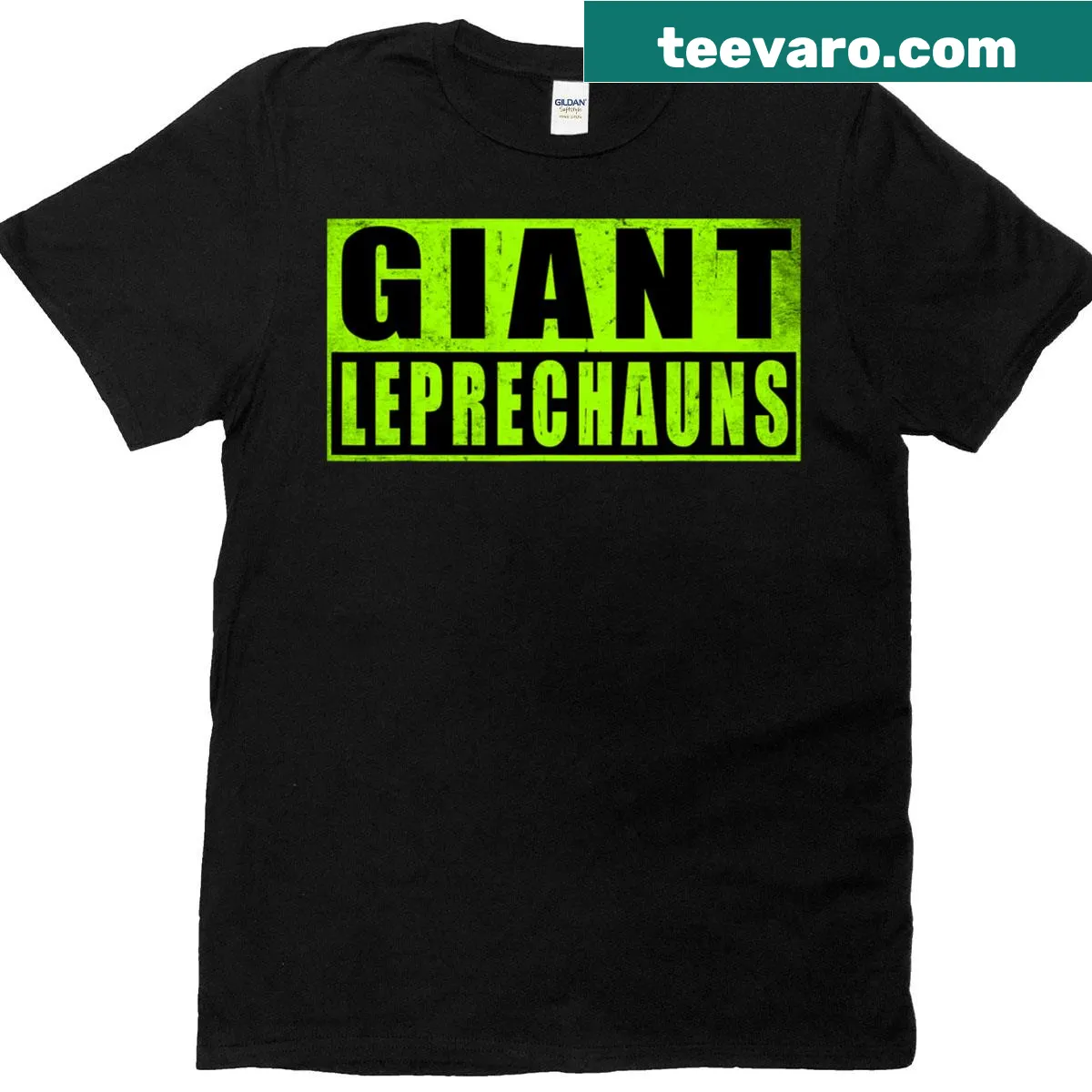 T-shirt with whimsical giant leprechauns illustration — on a men's t-shirt