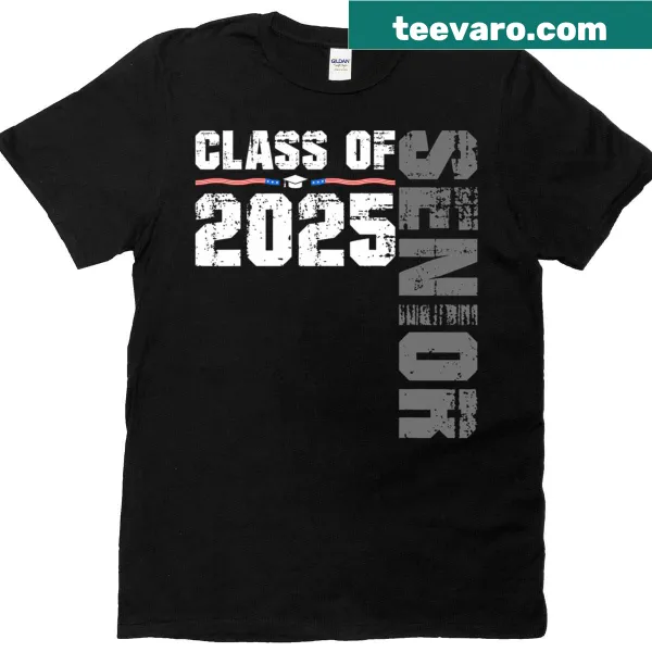 Distressed patriotic graduation t-shirt with US flag design for 2025.
