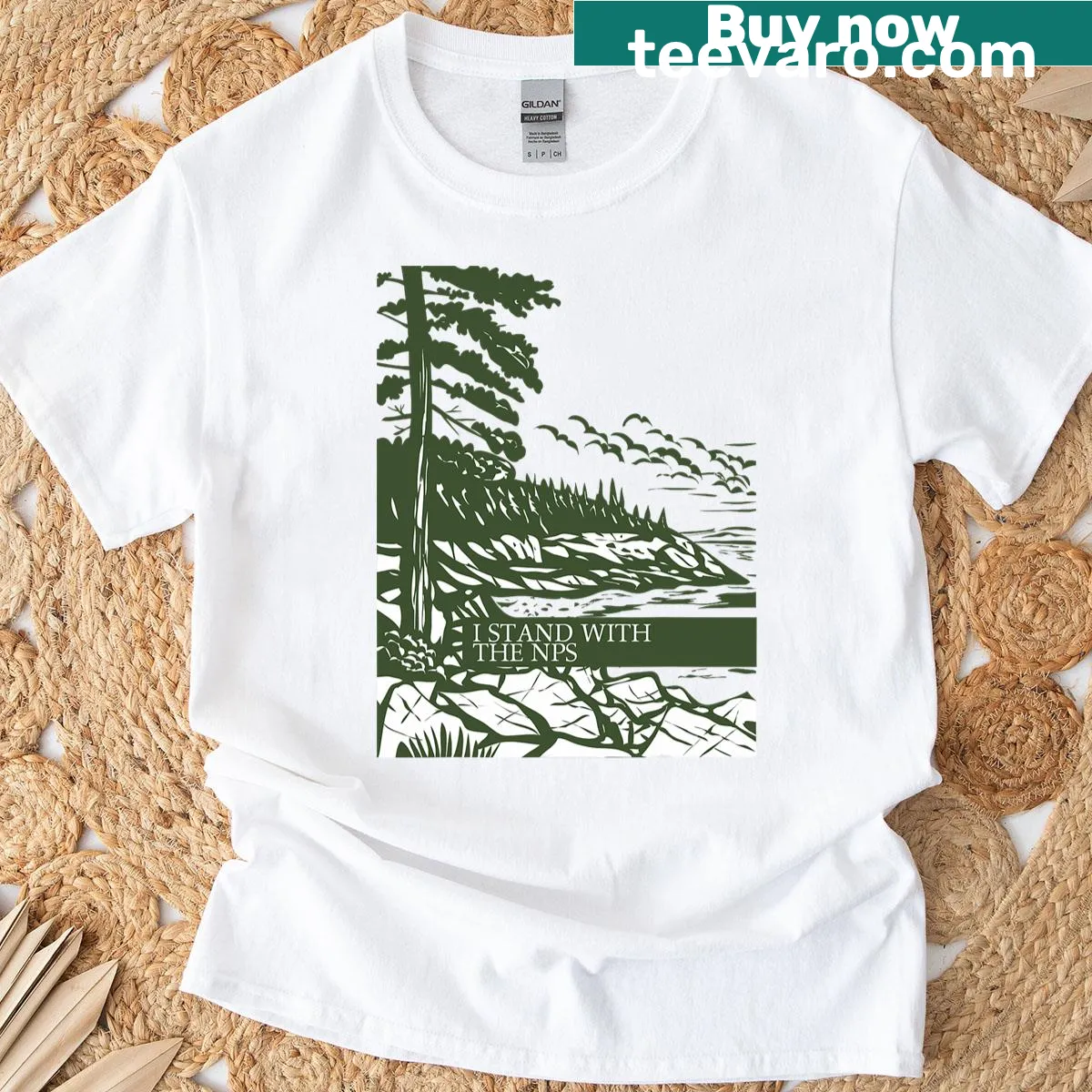 T-shirt supporting the National Park Service with conservation message — on a men's t-shirt