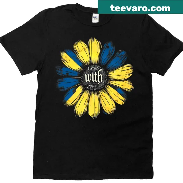 Solidarity t-shirt with 'I Stand With Ukraine' and Ukrainian flag