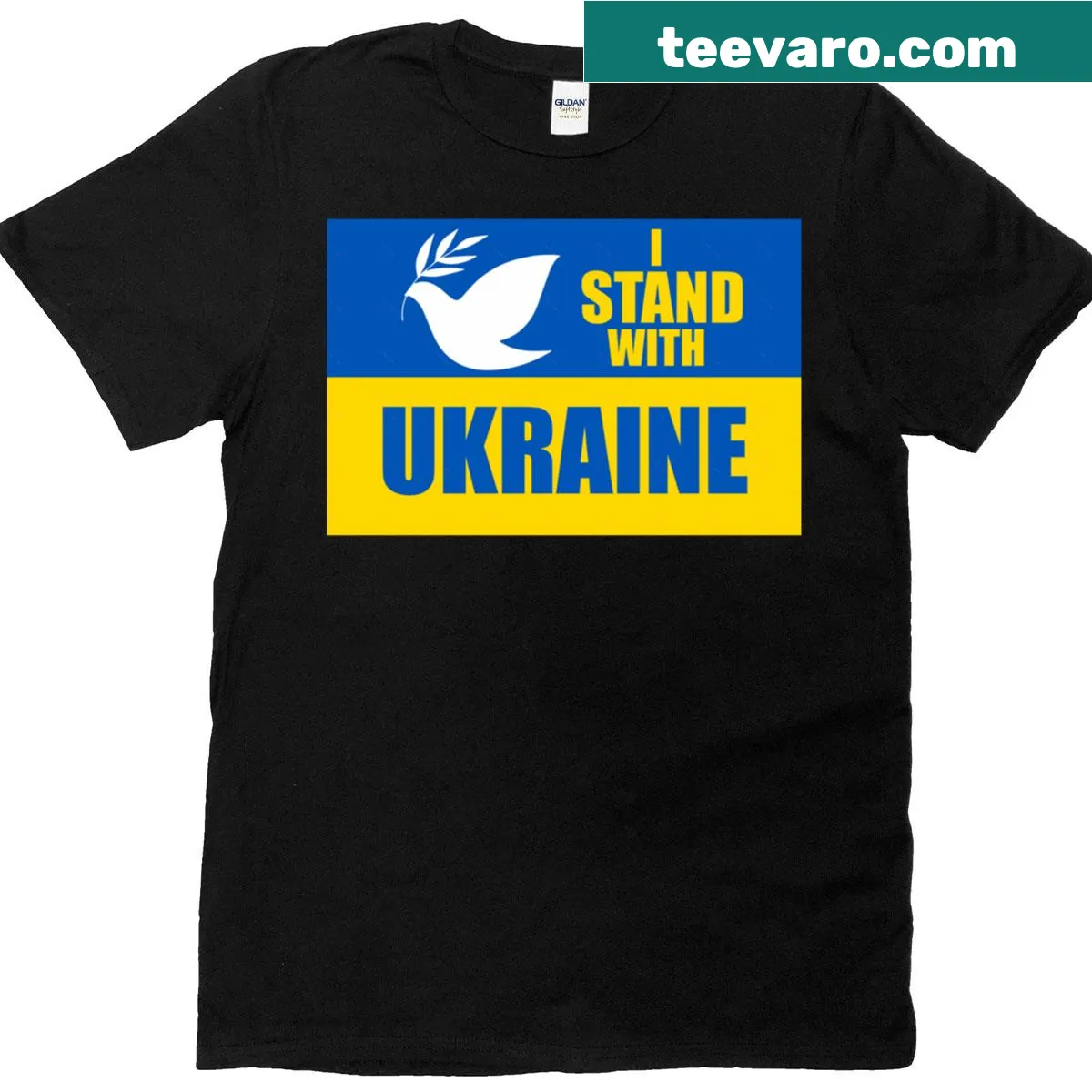 Ukrainian flag printed on a t-shirt, symbolizing support for Ukraine. — on a men's t-shirt