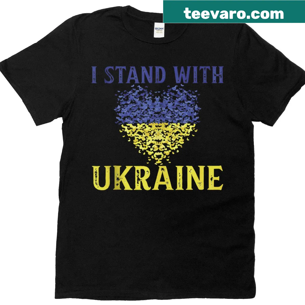 Support Ukraine t-shirt featuring the flag and bold typography — on a men's t-shirt