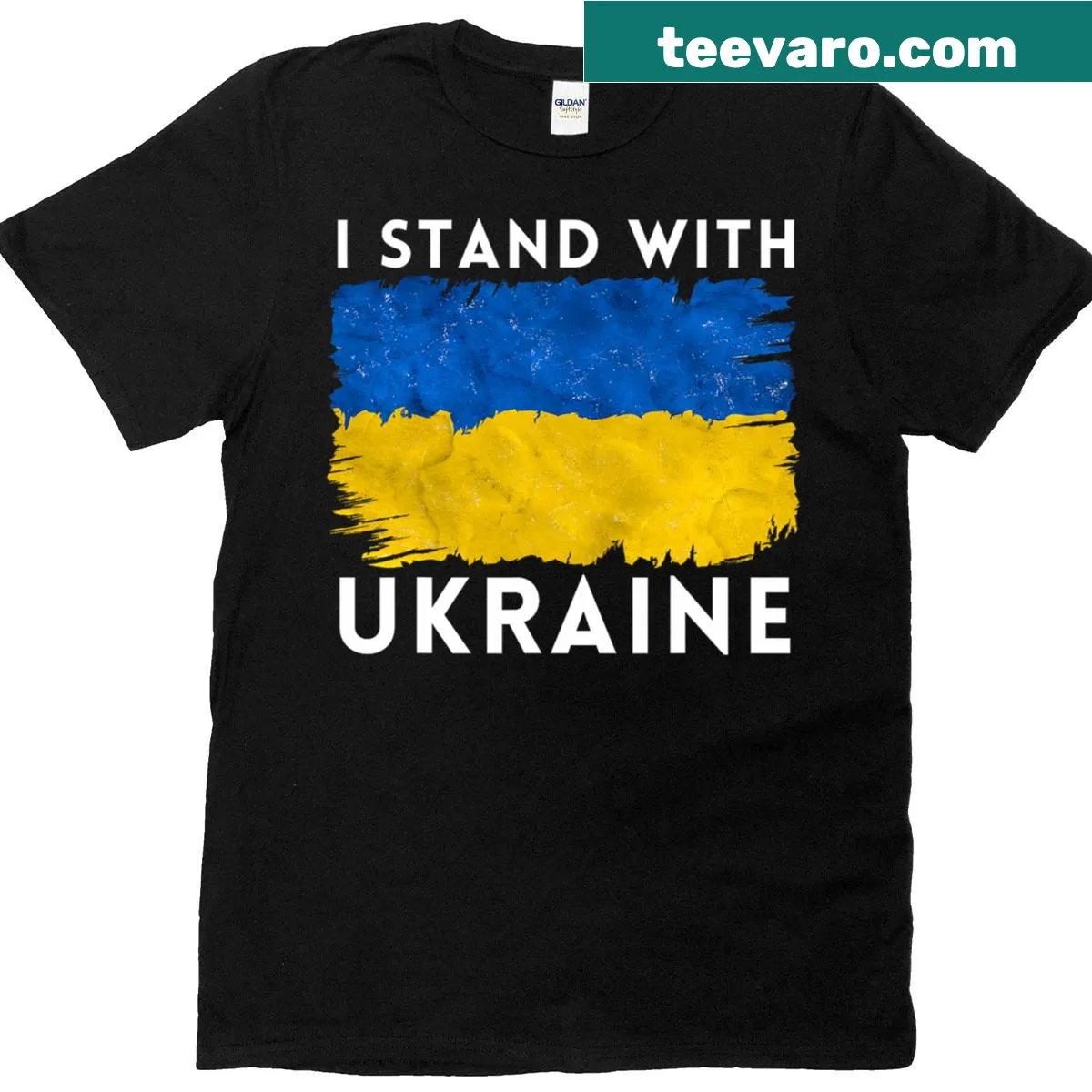 Vintage style T-shirt with a distressed Ukrainian flag design — on a men's t-shirt