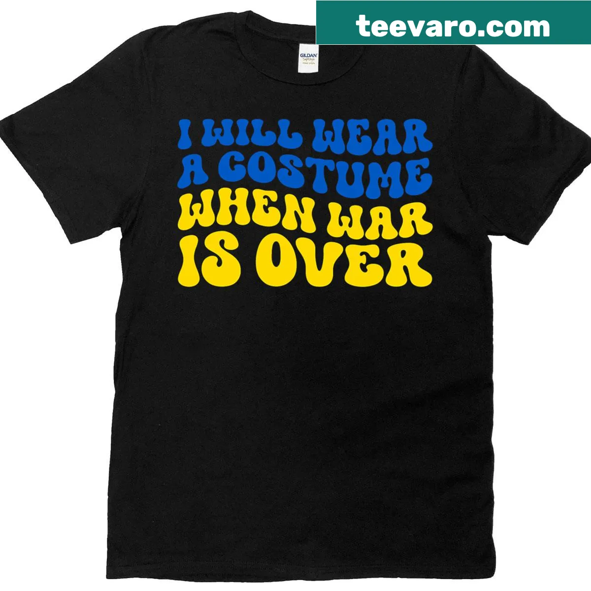 Men's t-shirt with the phrase 'I Will Wear A Costume When War Is Over' — on a men's t-shirt