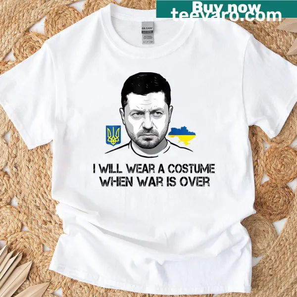 T-shirt with the hopeful message 'I Will Wear A Costume When War Is Over'