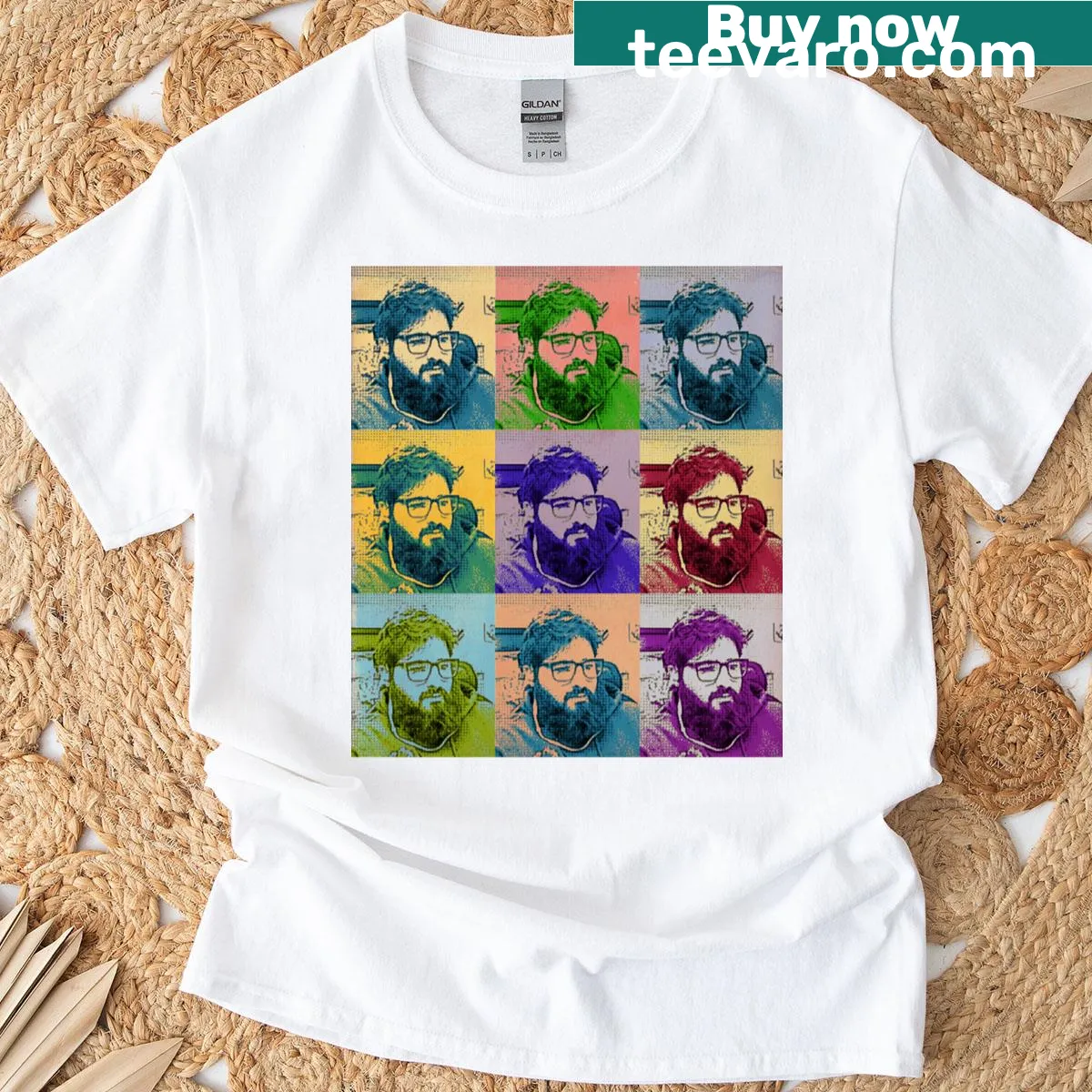 T-shirt featuring abstract typography inspired by Joey Scharf's art — on a men's t-shirt