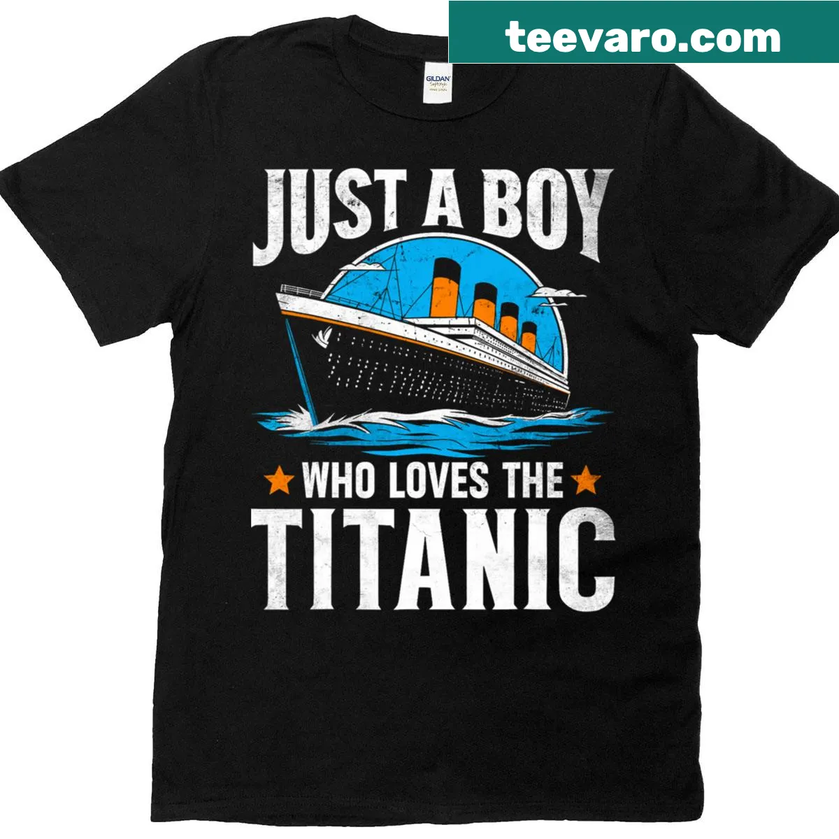 T-shirt with text celebrating a boy's love for the Titanic. — on a men's t-shirt
