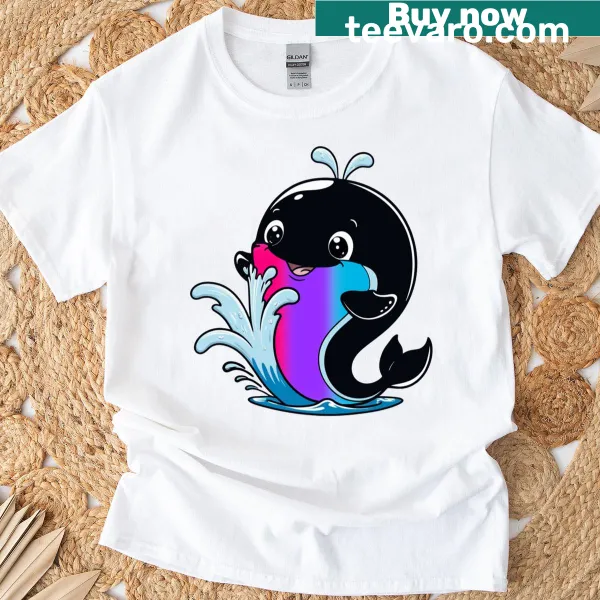 Kawaii whale illustration representing Androgynous pride.