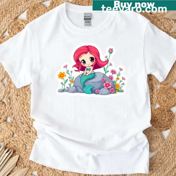 Illustrated Little Mermaid t-shirt featuring an aquatic princess