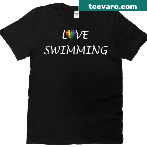 Playful typography celebrating love and swimming for the LGBTQ+ community.