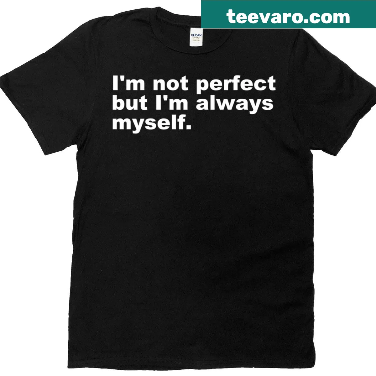 Motivational quote T-shirt promoting self-acceptance and authenticity. — on a men's t-shirt