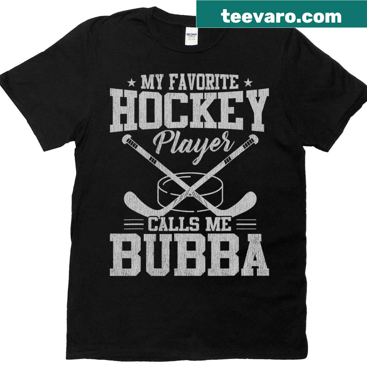 Vintage family matching t-shirt saying My Favorite Hockey Calls Me Bubba — on a men's t-shirt