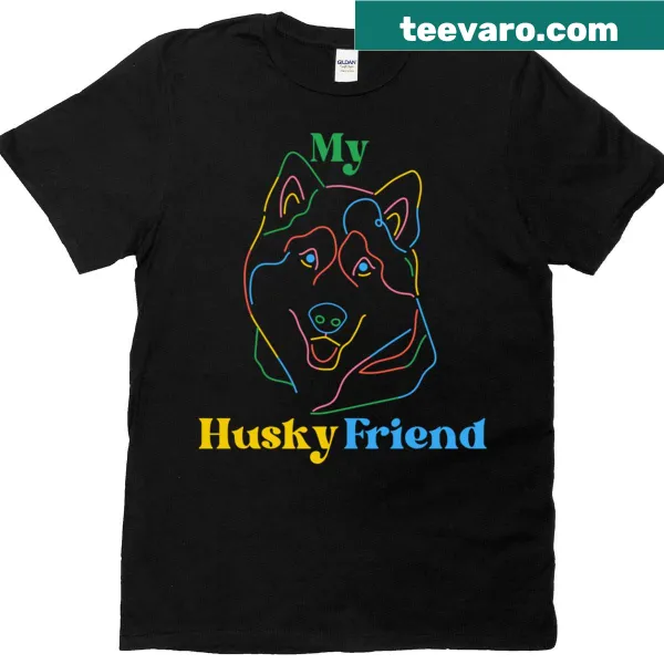 Charming illustration of a husky on a T-shirt for dog lovers.