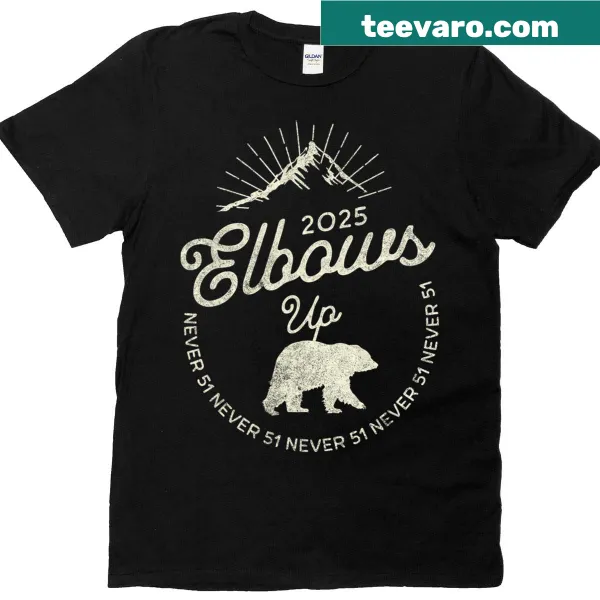 Playful t-shirt with the phrase 'Never 51 Elbows Up Canada'