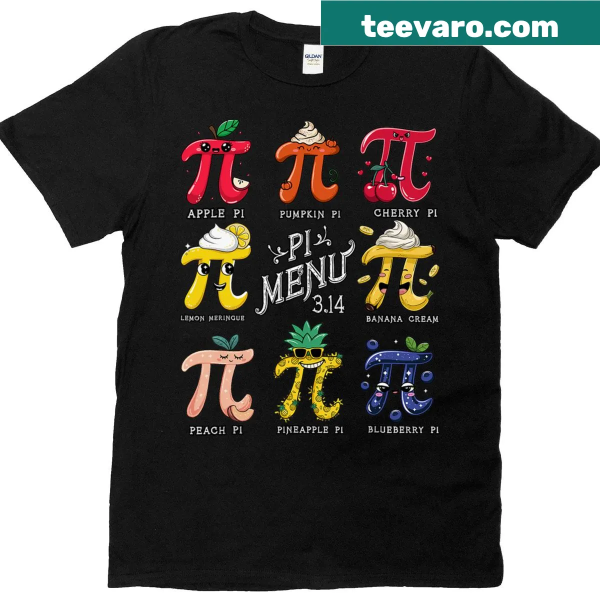 Funny T-shirt for math teachers featuring Pi Menu and pie-themed design. — on a men's t-shirt