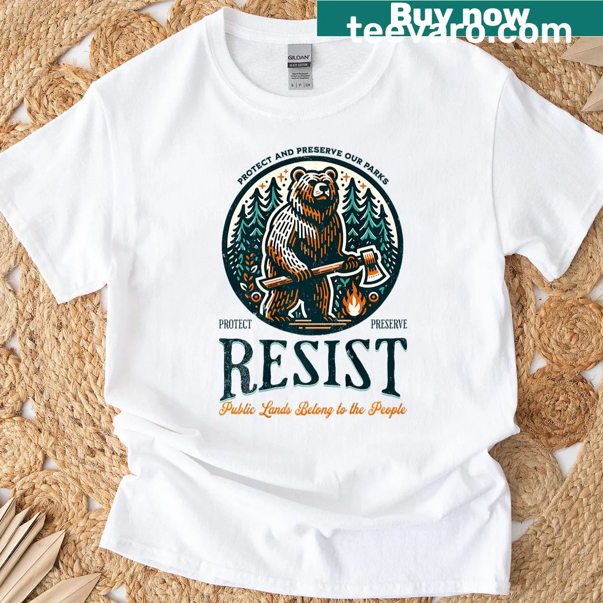 T-shirt promoting the protection of national parks — on a men's t-shirt