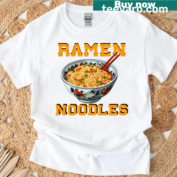 T-shirt featuring a playful ramen noodles graphic