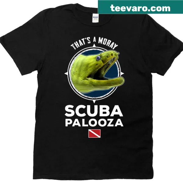 Realistic T-shirt featuring a moray eel illustration, ideal for scuba and marine enthusiasts