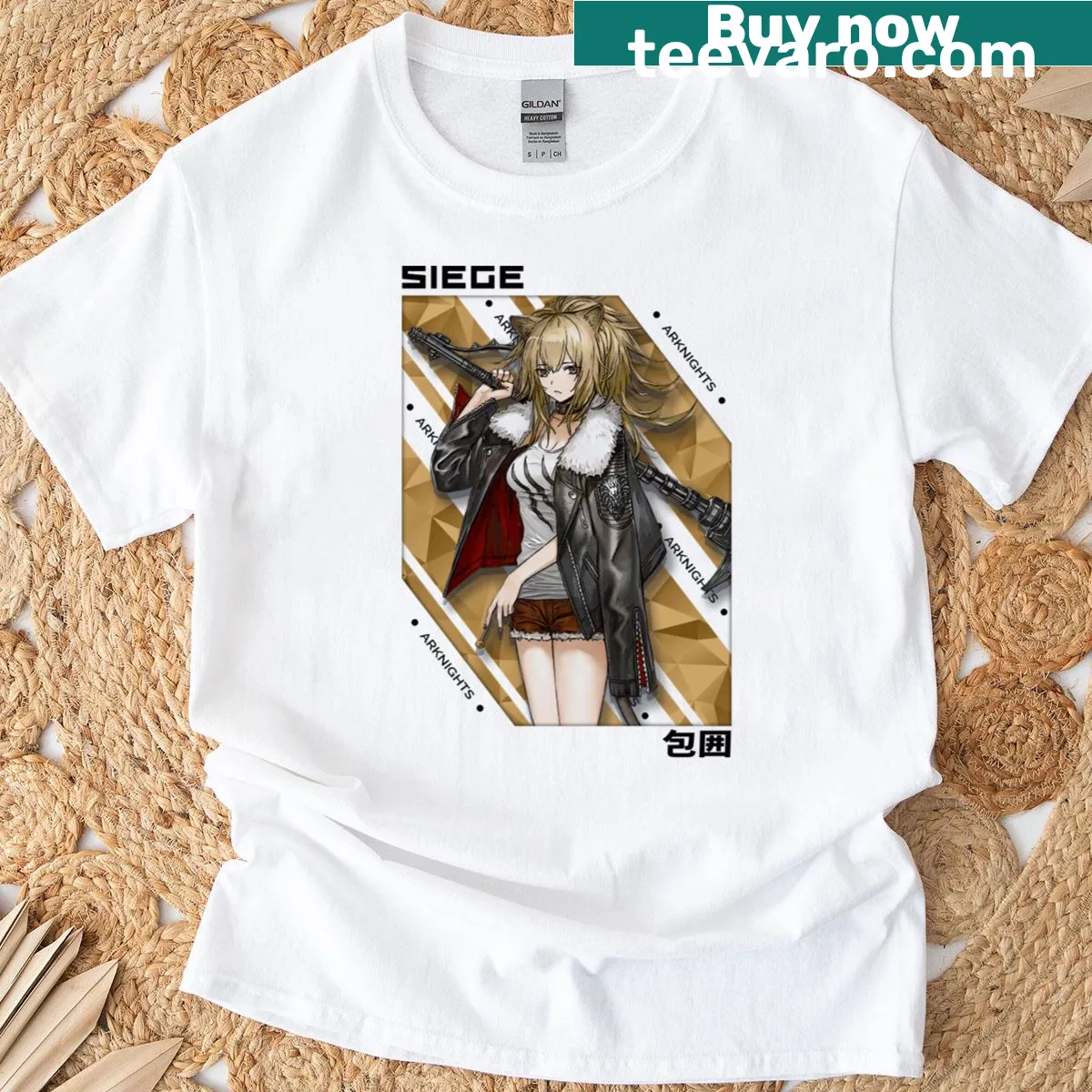 Arknights V1 graphic t-shirt featuring game-inspired design — on a men's t-shirt
