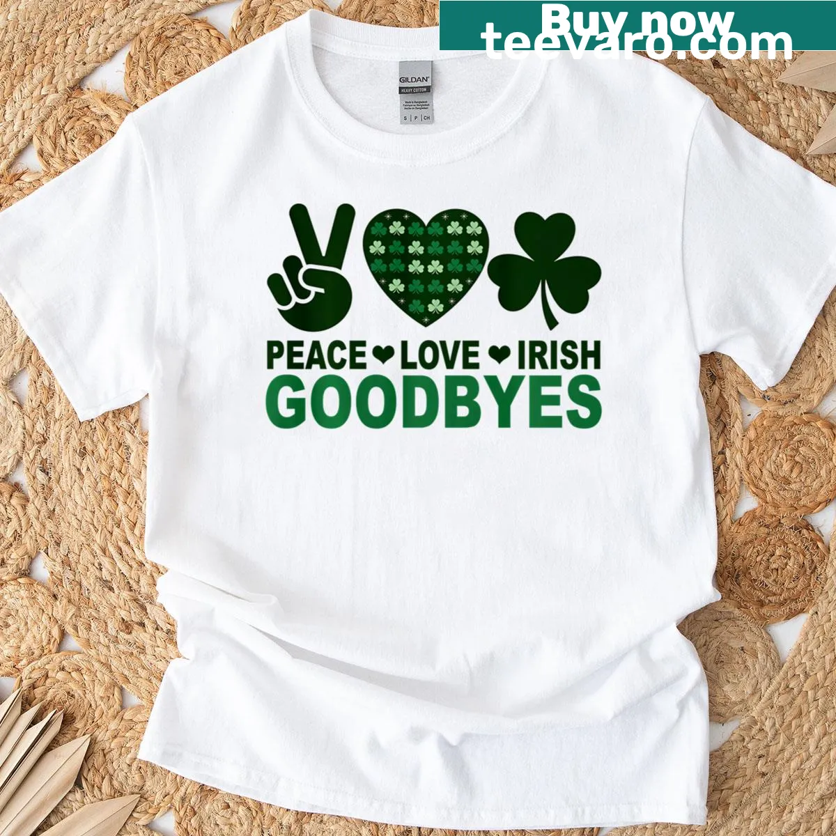 T-shirt combining Irish goodbyes and peace theme for St. Patrick's Day. — on a men's t-shirt