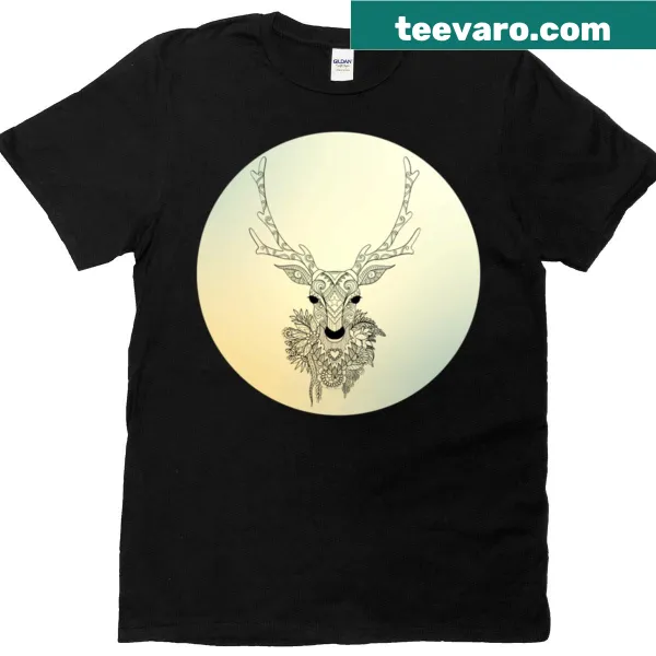 Illustration of a stag under the moon on a T-shirt