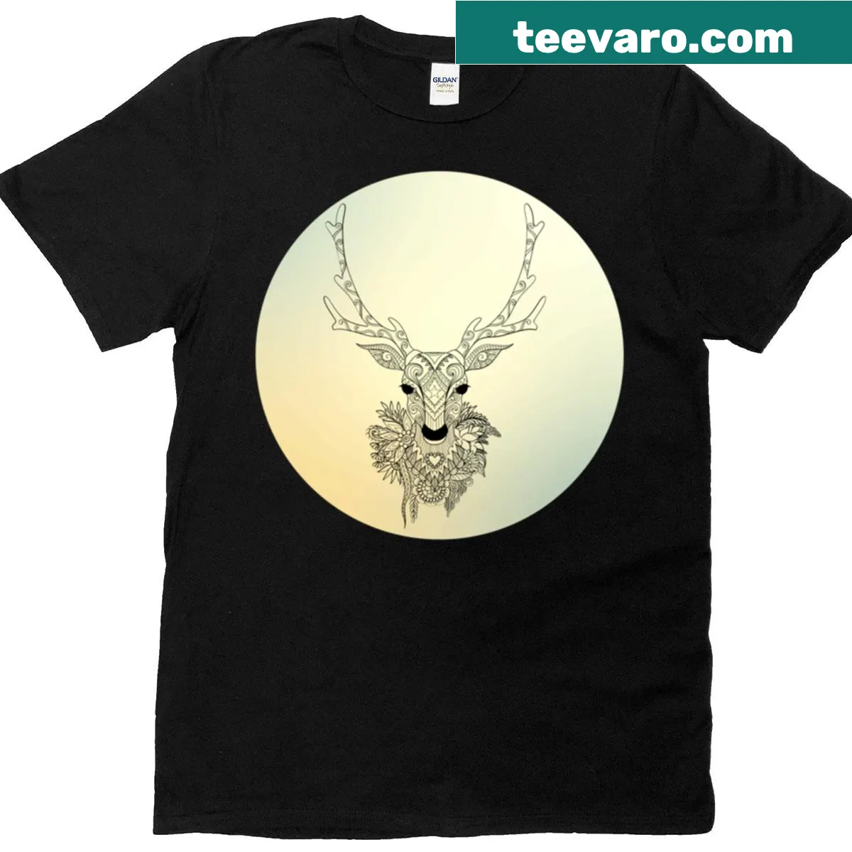 Illustration of a stag under the moon on a T-shirt — on a men's t-shirt