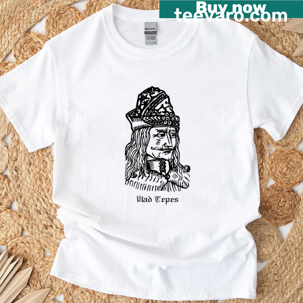 Calligraphic t-shirt design inspired by Vlad Tepes and Dracula. — on a men's t-shirt