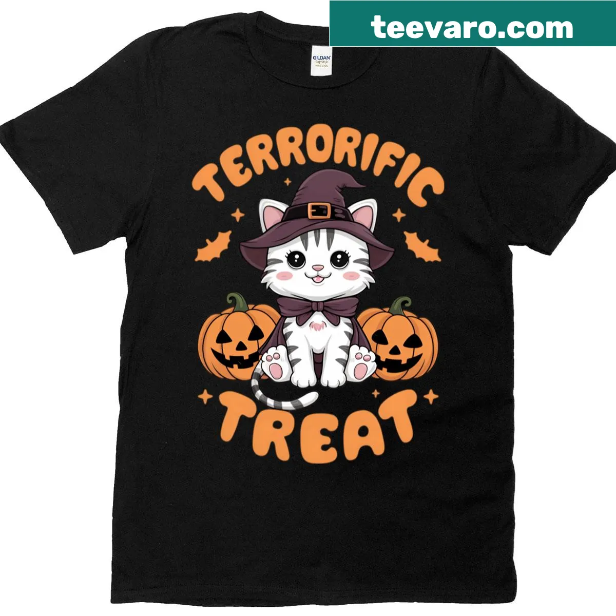 Vintage distressed Halloween T-shirt featuring spooky tricks and treats — on a men's t-shirt