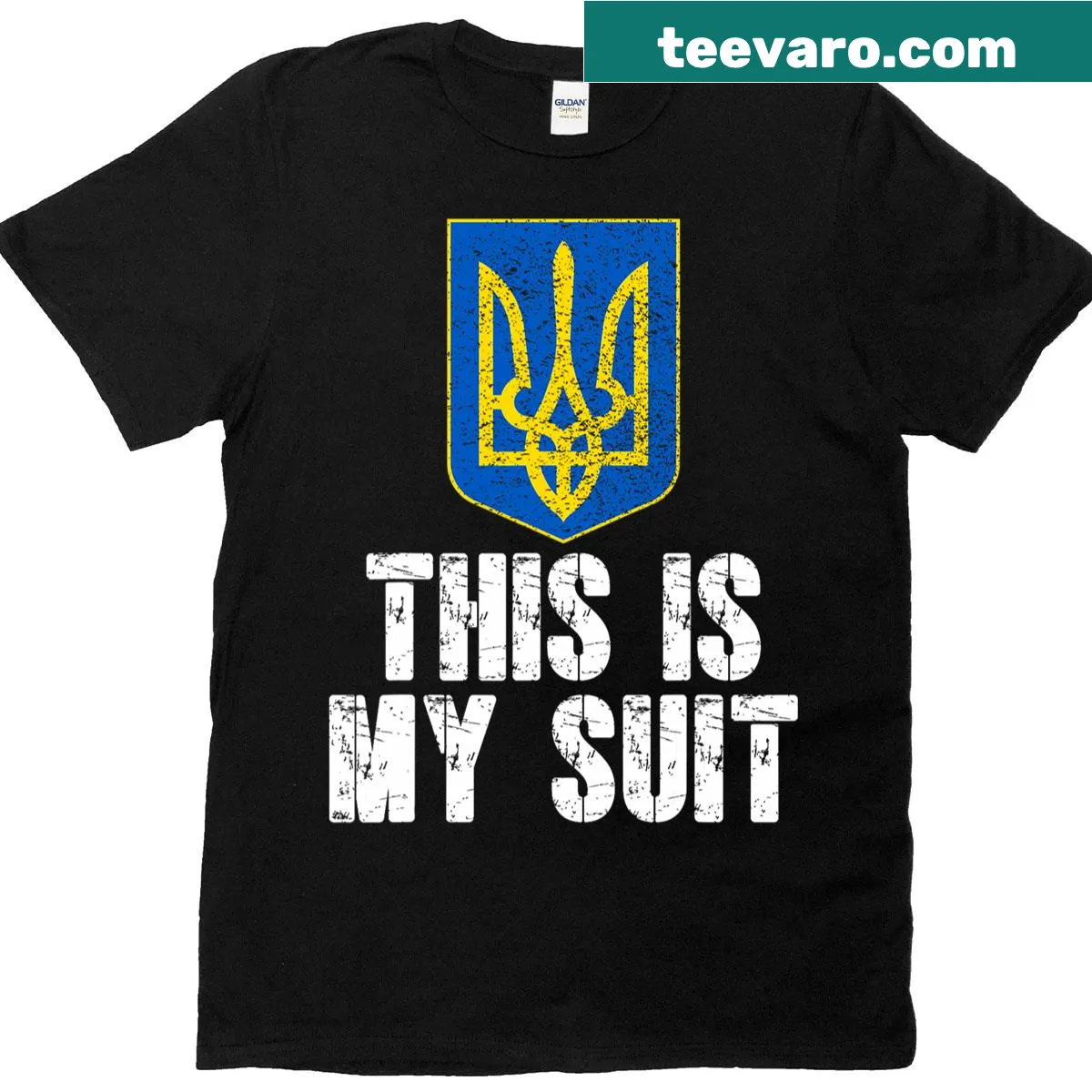 Ukrainian emblem trident design on support t-shirt. — on a men's t-shirt