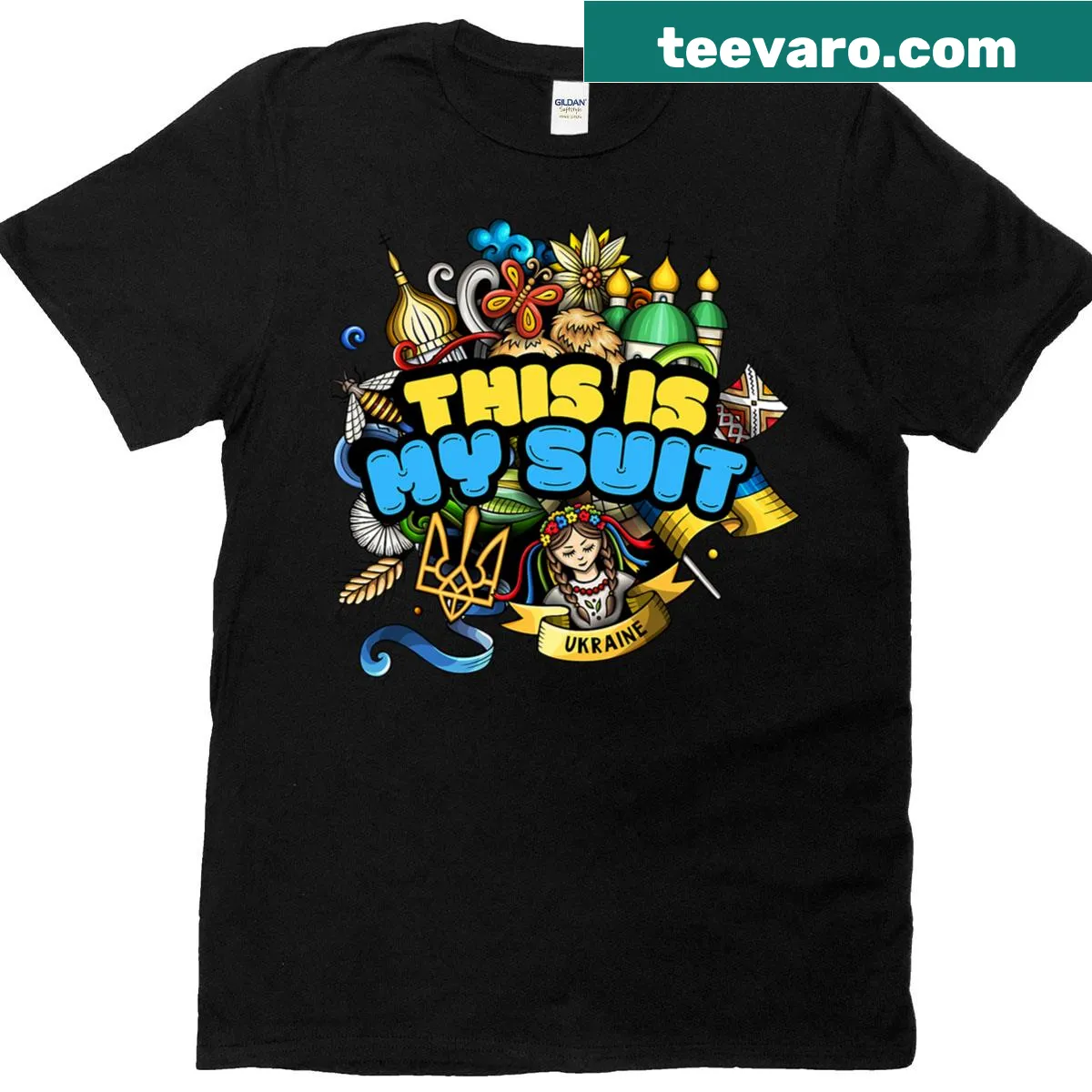 Funny T-shirt featuring a suit graphic in support of Zelensky. — on a men's t-shirt