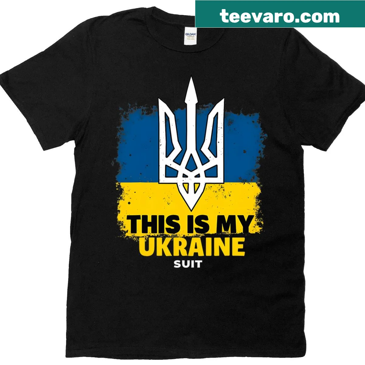 T-shirt with 'This Is My Ukraine Suit Support Zelensky' for Ukrainian support — on a men's t-shirt