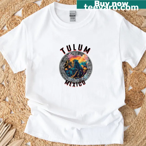 T-shirt with Tulum text in bold black lettering