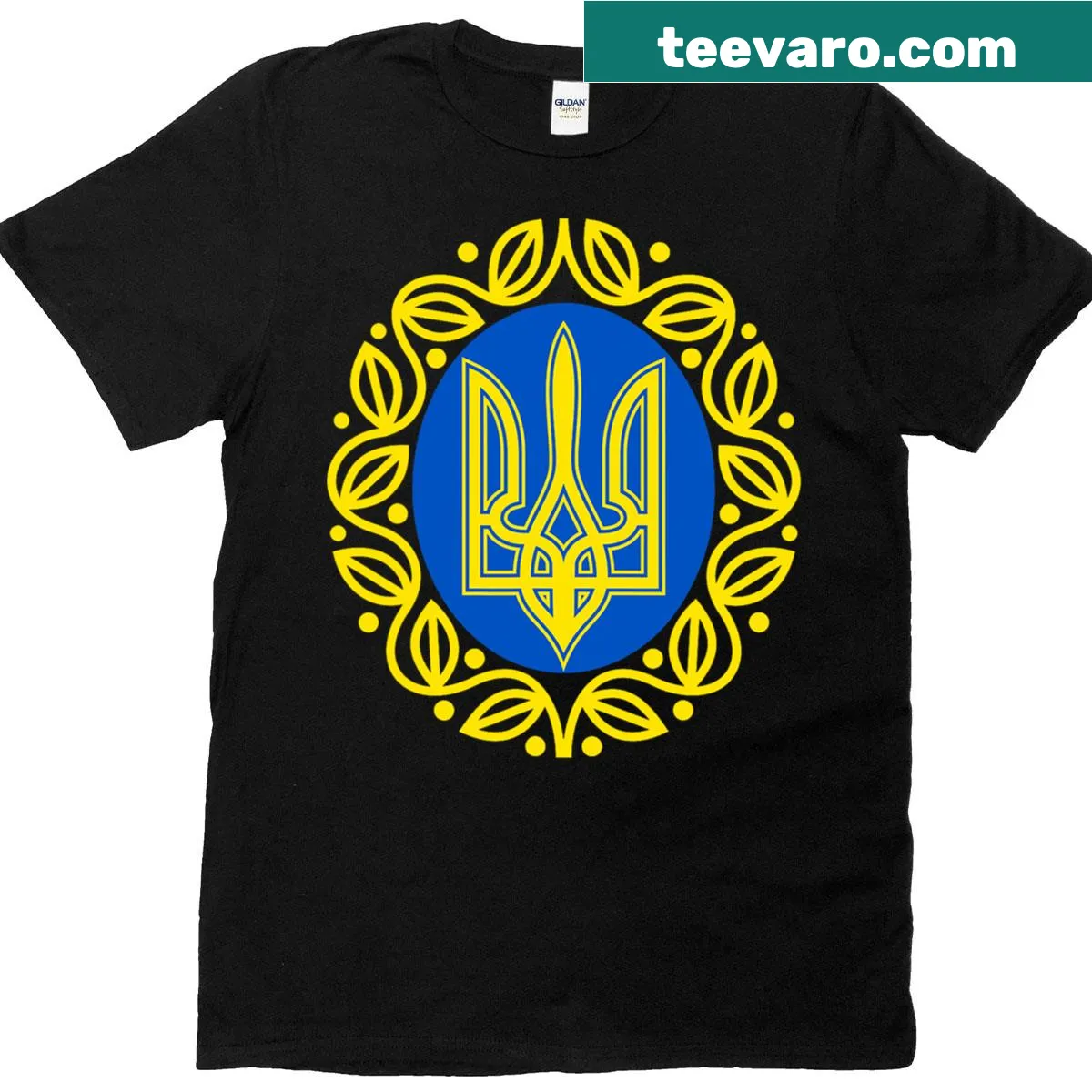 T-shirt featuring the Ukrainian Coat of Arms design — on a men's t-shirt