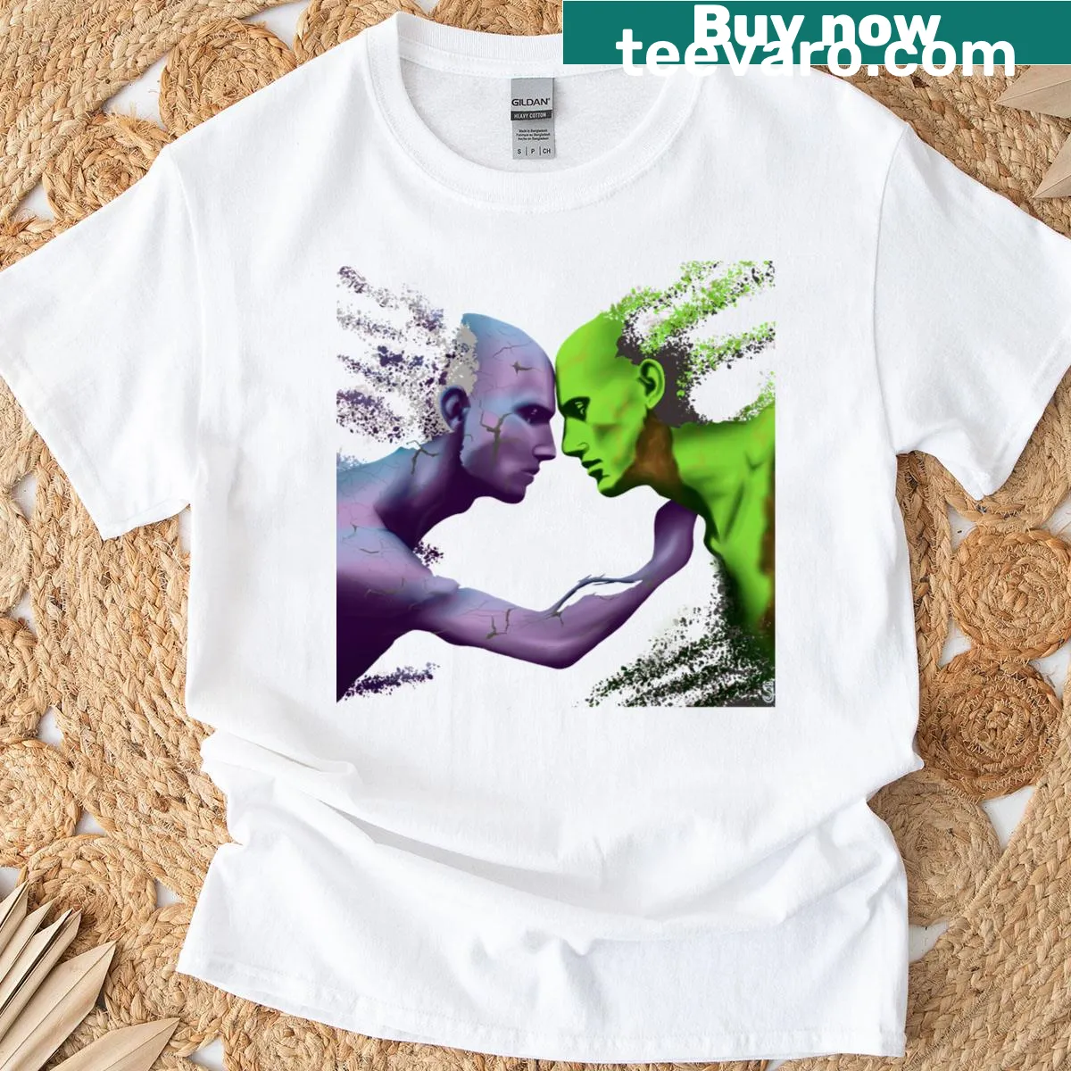 Minimalist T-shirt with the word Unravel in clean typography — on a men's t-shirt