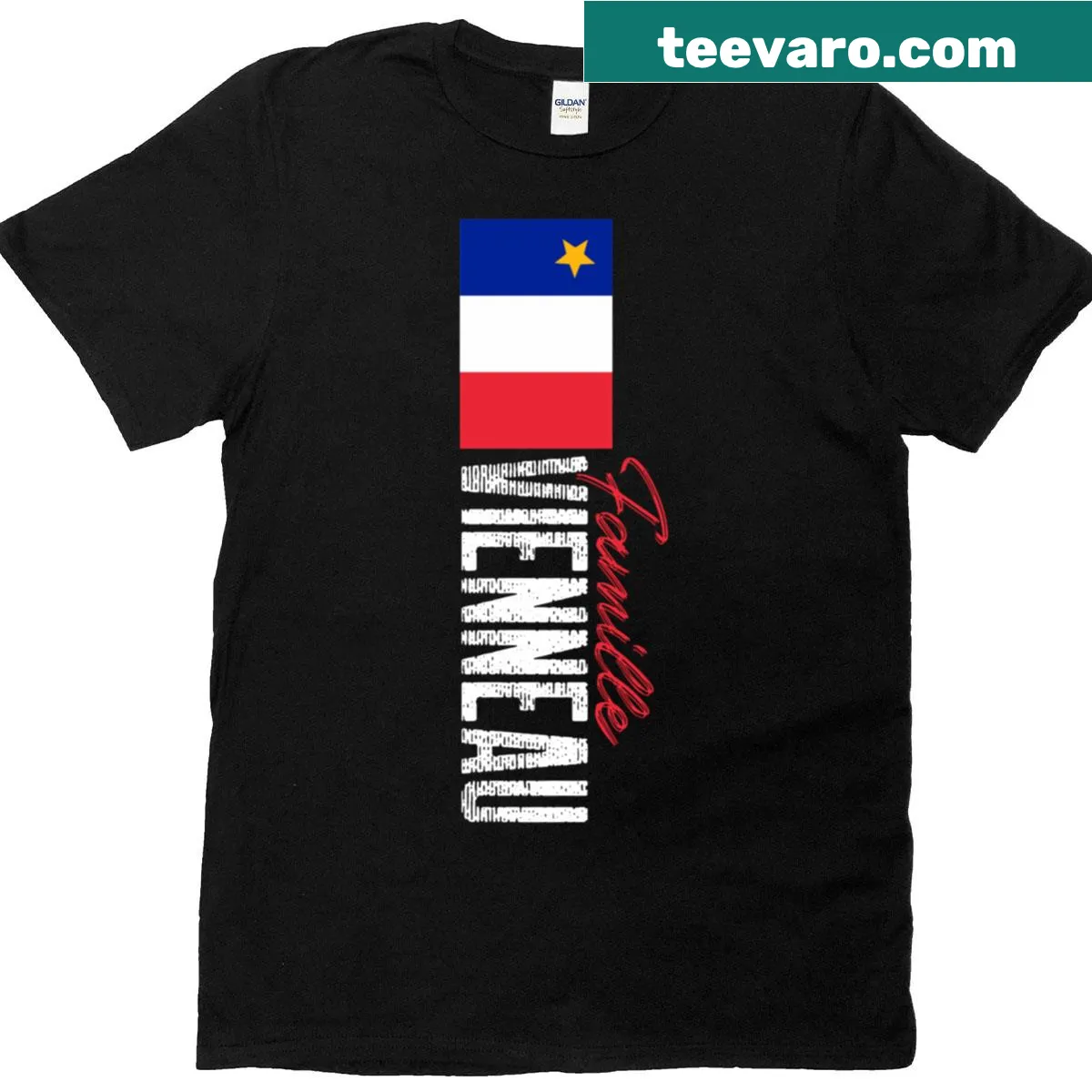 T-shirt showcasing a design inspired by Acadian heritage — on a men's t-shirt