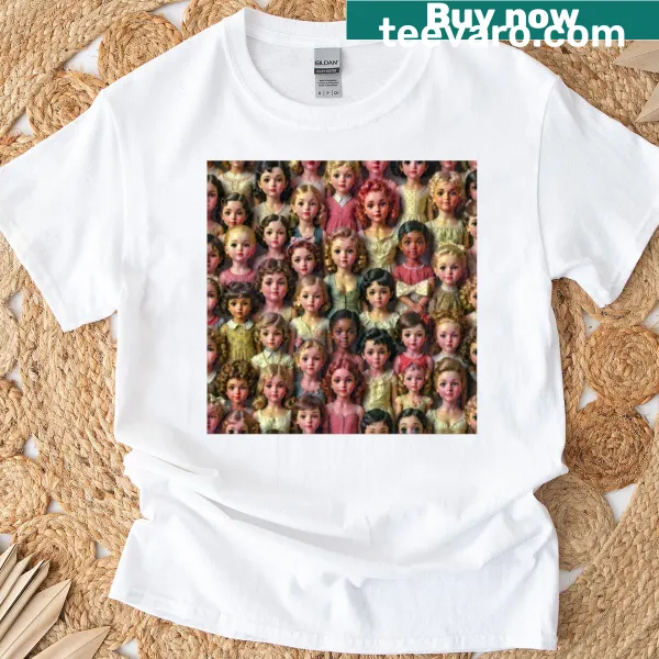 Vintage dolls graphic T-shirt with nostalgic appeal