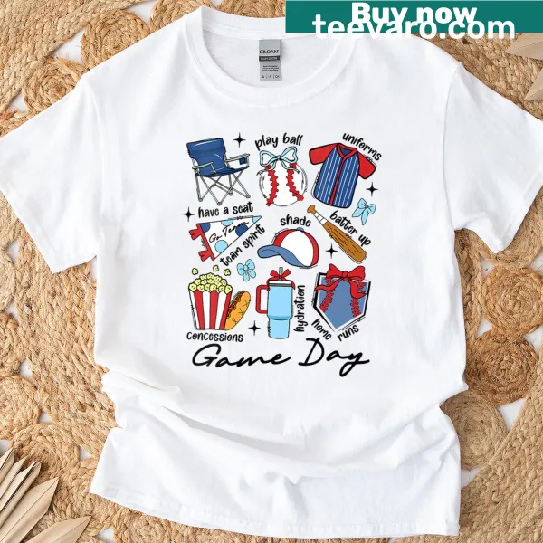 Game day baseball graphic V-neck t-shirt