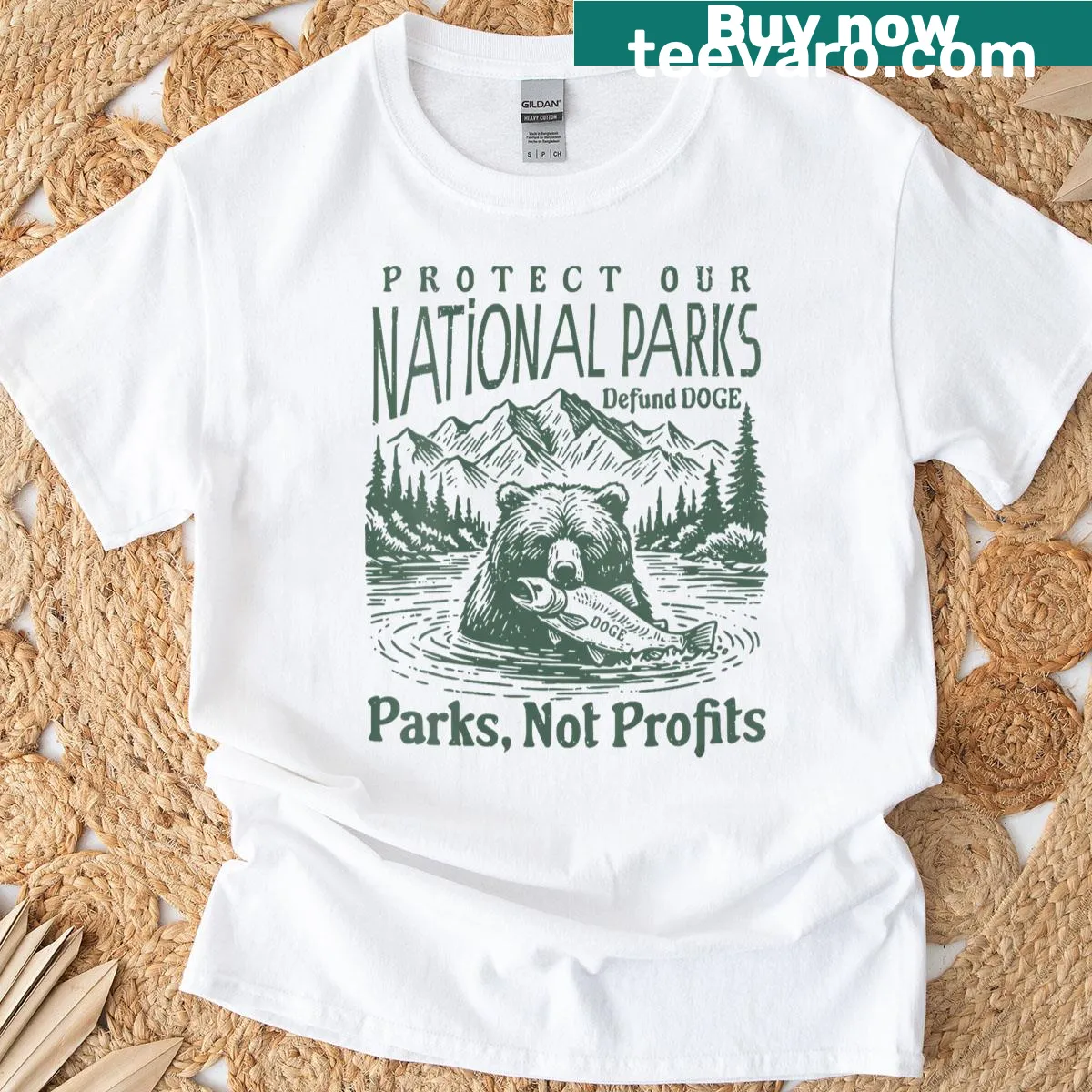 Environmental advocacy-themed design on a women's V-neck tee — on a men's t-shirt