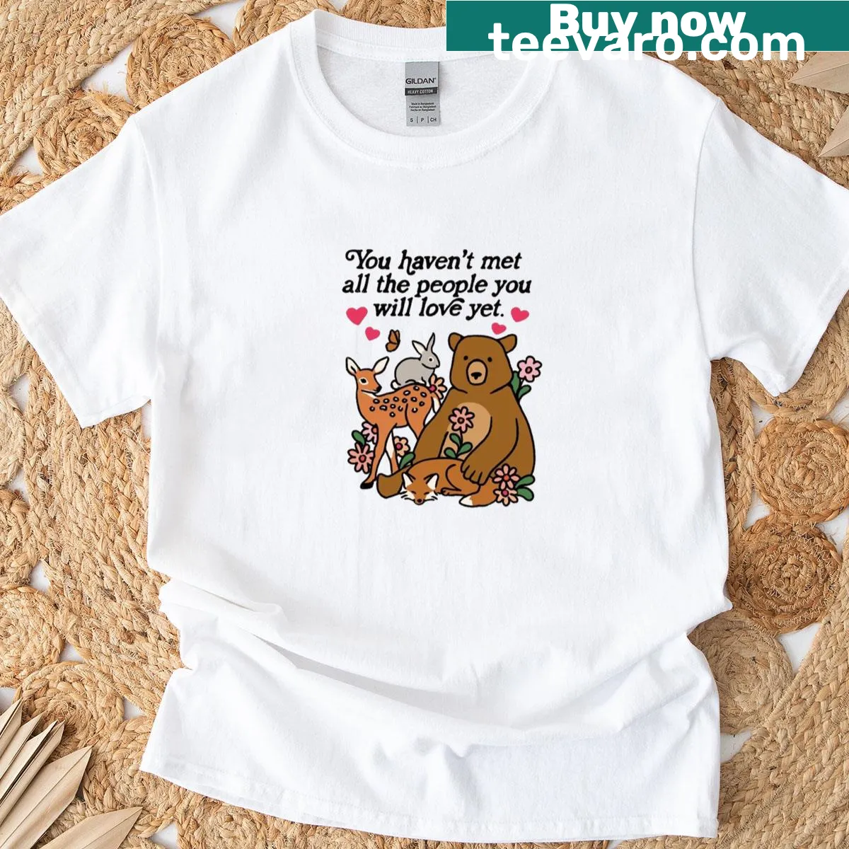 T-shirt with the inspirational phrase 'You Haven't Met All The People You Will Love' in a heartfelt design — on a men's t-shirt