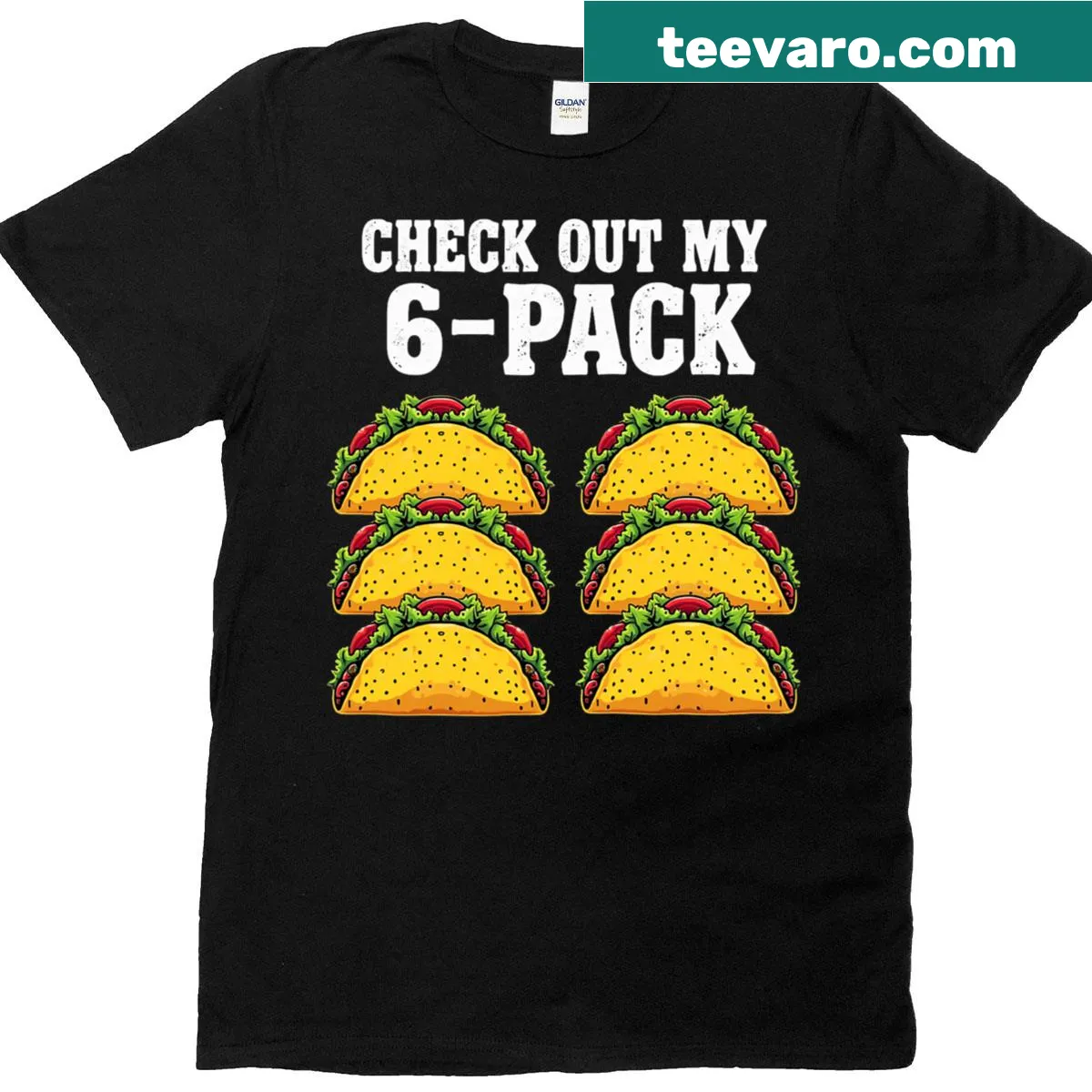 Funny Cinco de Mayo t-shirt with 'Check Out My Six Pack' text — on a men's t-shirt