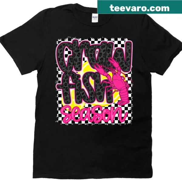 Illustrative crawfish and lobster design on a fun men's t-shirt