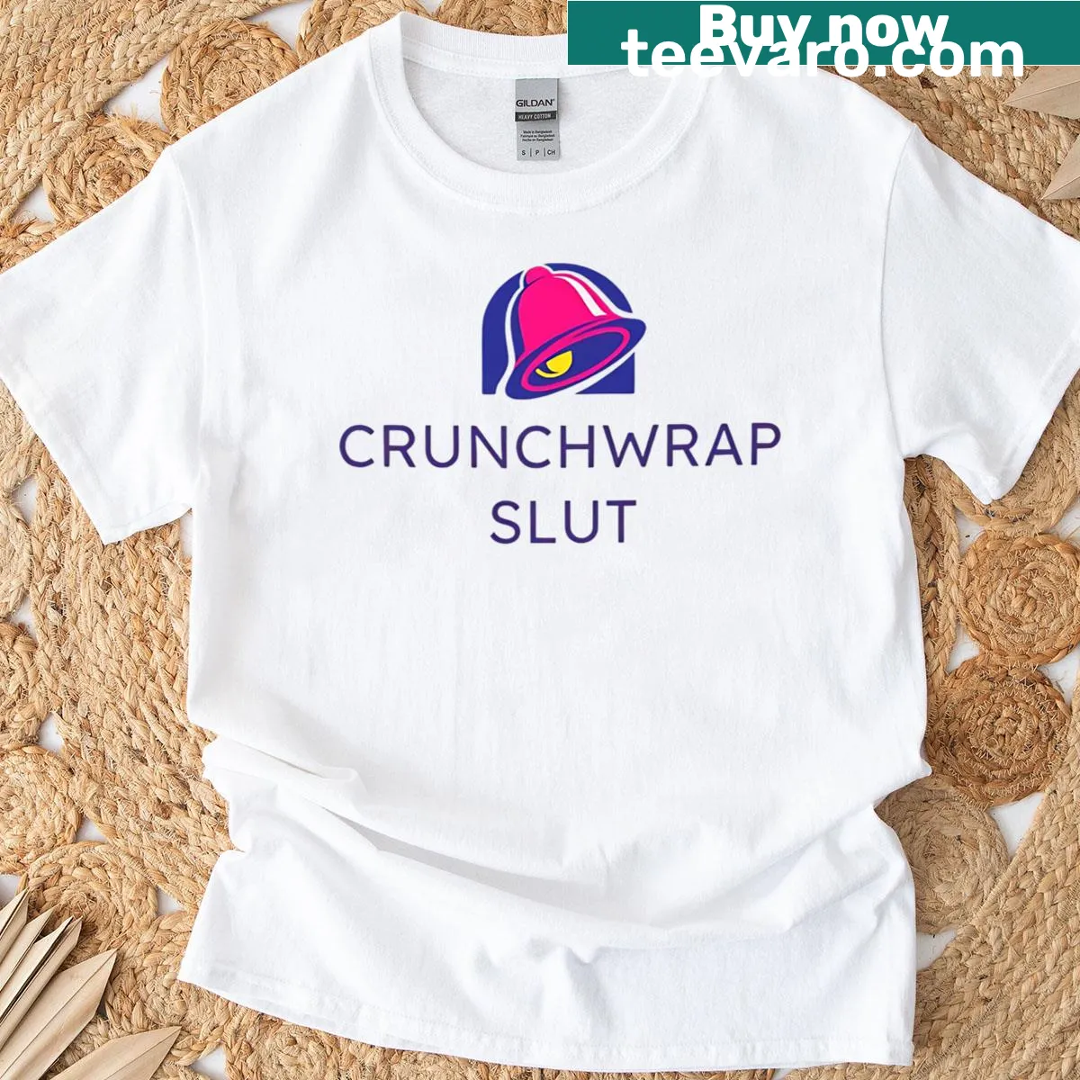 Funny T-shirt featuring a humorous Crunchwrap design — on a men's t-shirt
