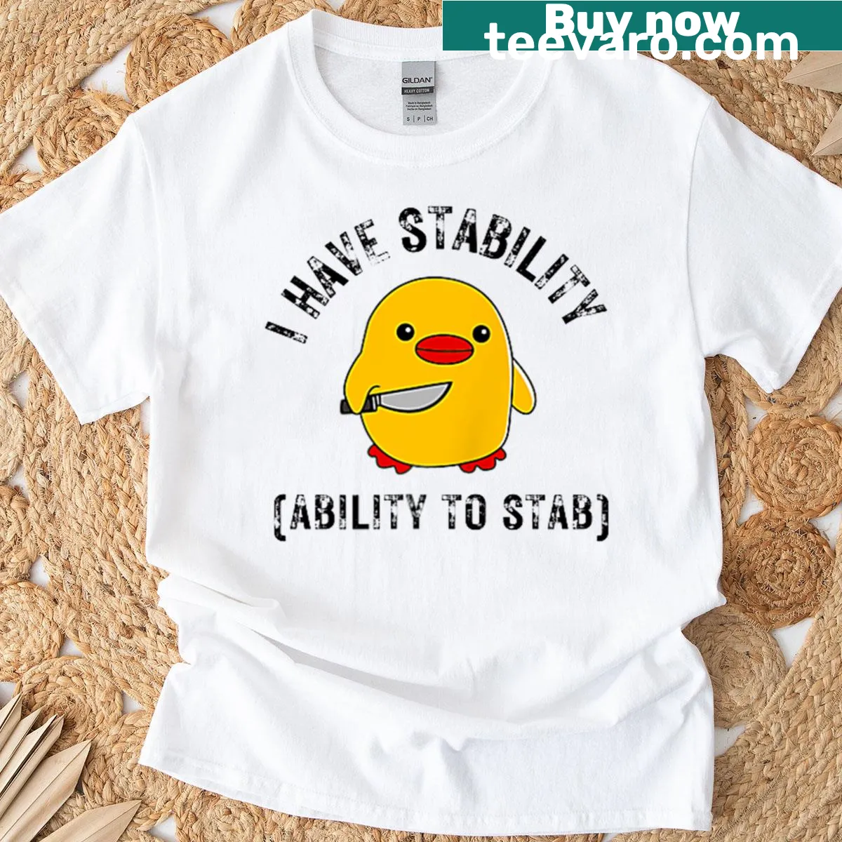 Cute cartoon duck with funny saying t-shirt — on a men's t-shirt