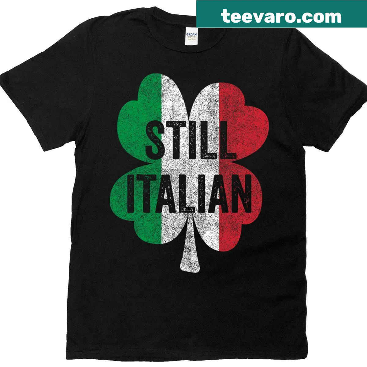 Funny St. Patrick's Day T-shirt with shamrock and Italian text — on a men's t-shirt